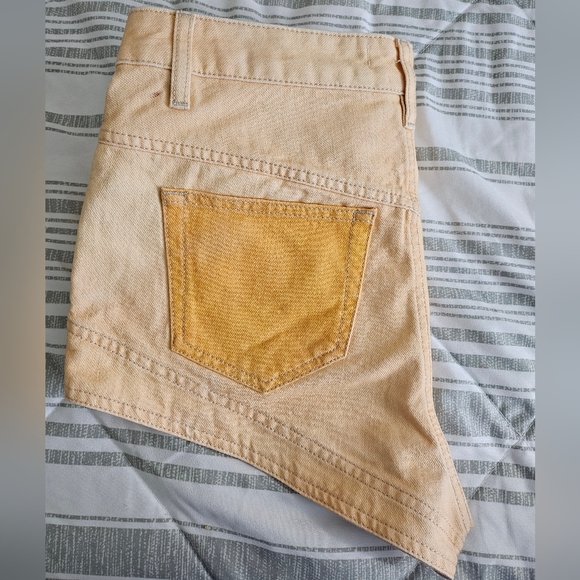 NWT $590 Isabel Marant Neida Patchwork Embroidered Denim Mini Shorts Yellow 40 8 - Picture 2 of 5